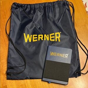 Werner Enterprises Navy Drawstring Bag and journal
